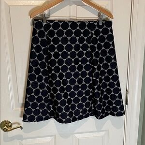 Renee C. Navy and White Circle-Print A-Line Skirt